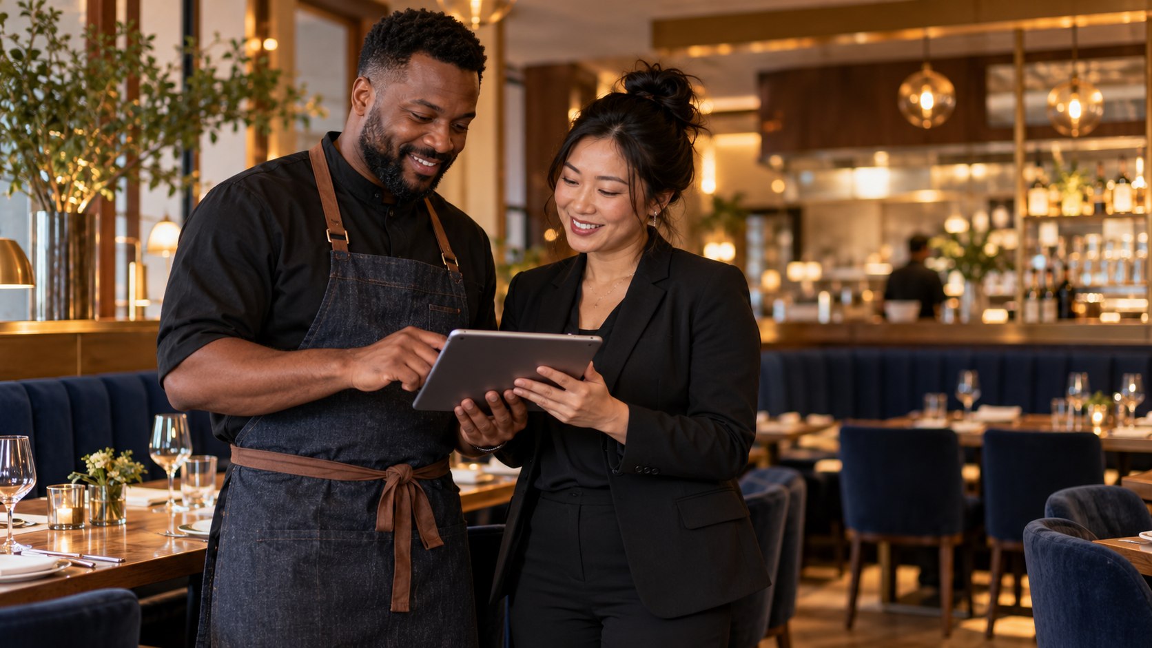Restaurant operators reviewing their service